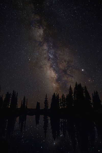 Colorado-Gunnison National Forest Milky Way above forest and lake
